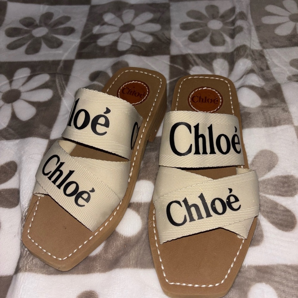 Cream and Brown Sandals with Contoured Footbed